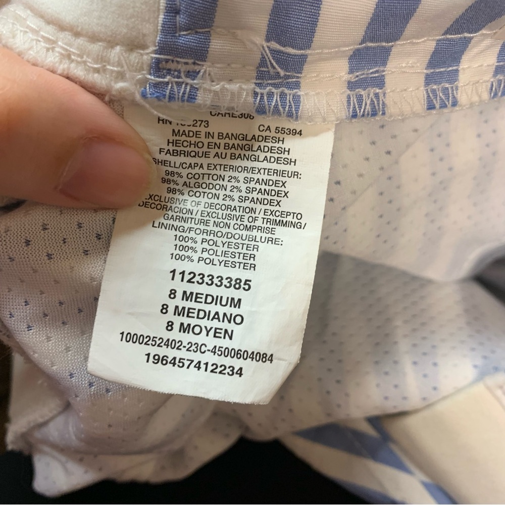 NWT Lee Ultra soft waistband mid rise skort white and blue stripes size 8M - Picture 9 of 9